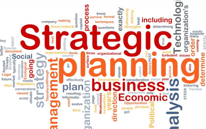 The word Strategic planning sorrounded with a lot of other words