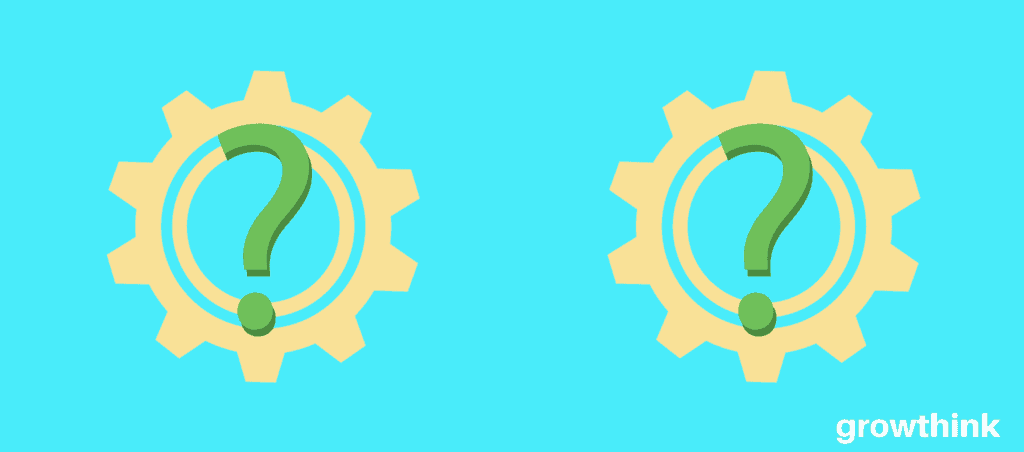 Two gear icons with a question mark on top