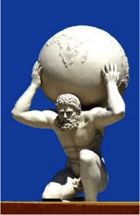 Statue of a greek god carrying the world
