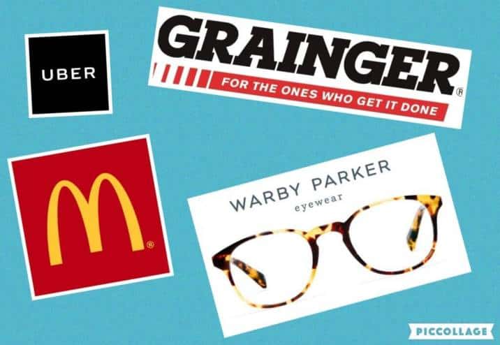 image containing logo of mcdonalds, uber, warby parker and grainger