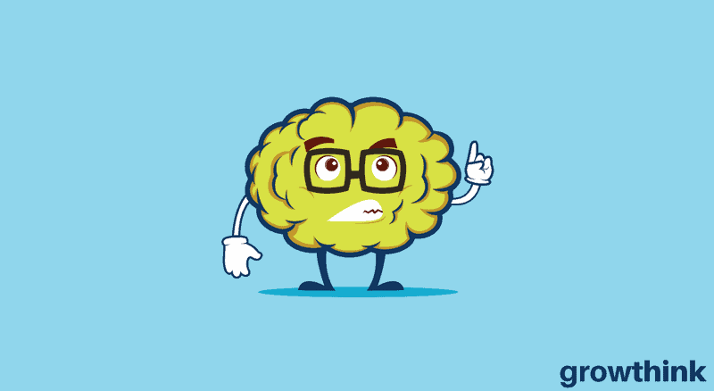green brain with eye glasses on and a hand that is pointing upwards