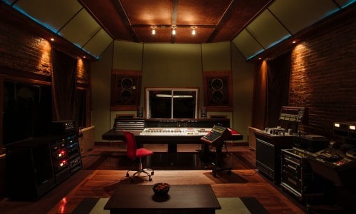 dark recording studio interior