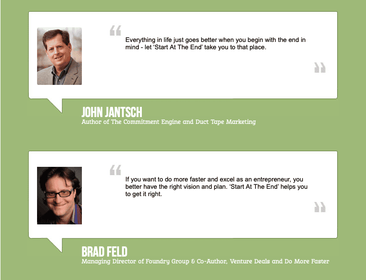 quotes by John Jantsch and Brad Feld in communication bubbles
