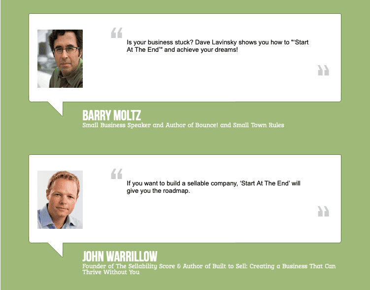 quotes by Barry Moltz and John Warrillow in communication bubbles